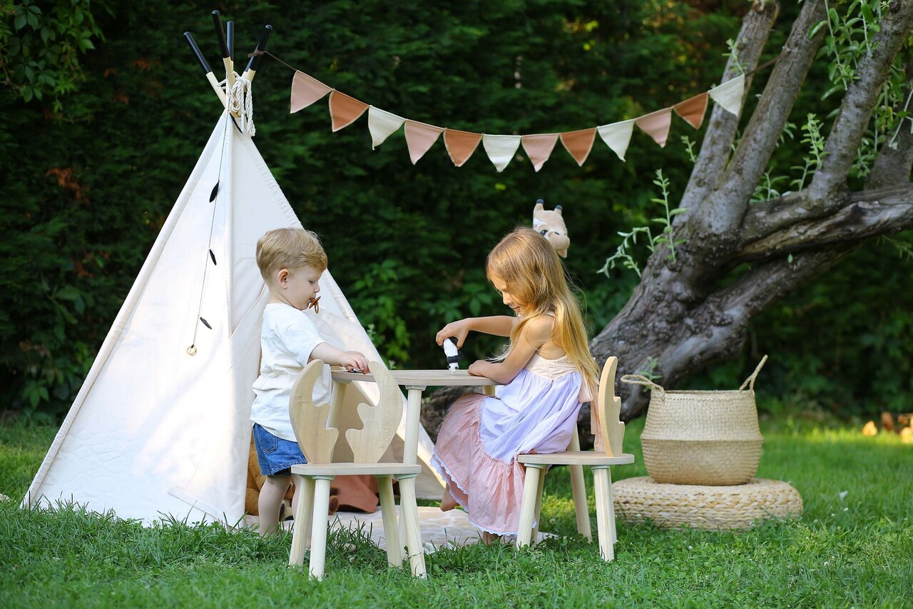 Set masa si scaun pentru copii, Hanah Home, Deer Two Chair Set, Maro - imagine 5